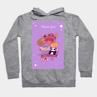 "Thank You" Cute Sloths Cats and Pandas Hoodie